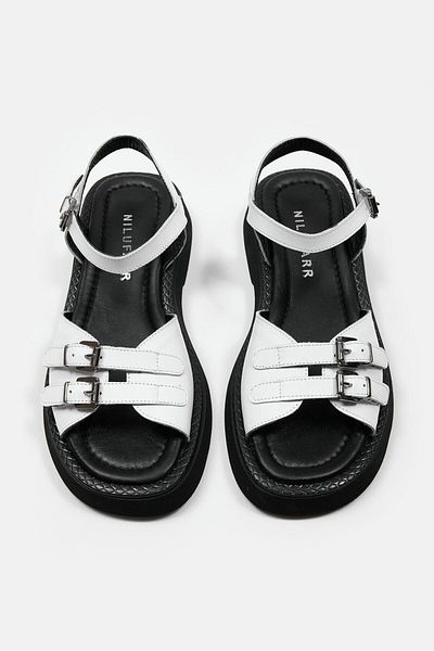 NILUFARR Sandale de damă Leny White din piele naturală
