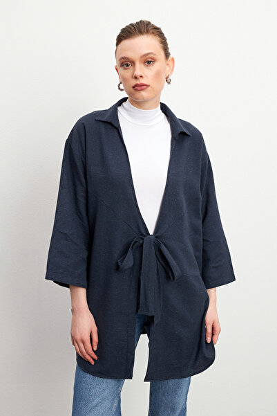 Ladima Kimono de in flam cu dantelă albastră pentru femei