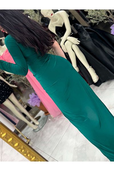 missswans Μίνι φόρεμα Agatha Emerald Green με ένα μανίκι