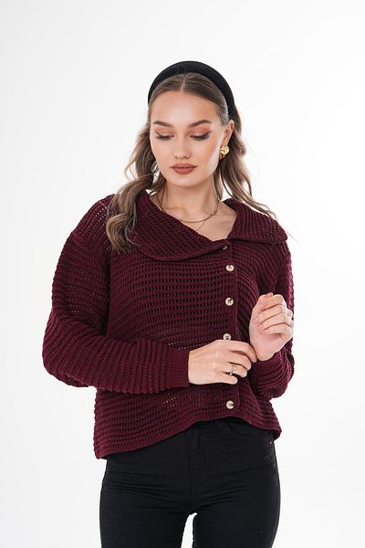 ŞİMAL Cardigan tricotat pentru femei, cu guler, cu nasturi laterale 250344   -