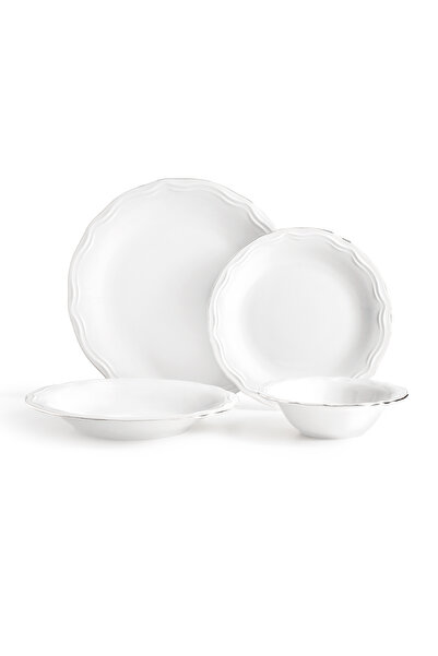 Madame Coco Viola 6 Kişilik 24 Parça Yemek Takımı - Beyaz/Silver