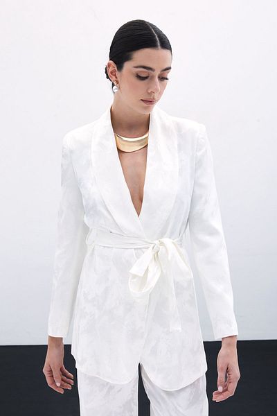 Sateen سترة جاكار مربوطة - إكرو