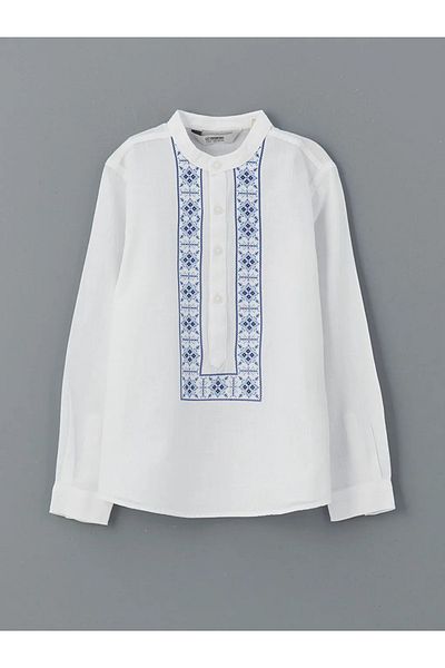 LC Waikiki Lcw Kids White Judge Collar Patterned Boy's Shirt