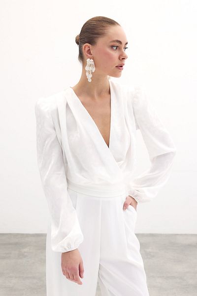Sateen Body cu model - Bluză Ecru