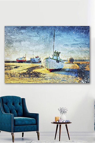 Hediyeler Kapında 50x70 Yağlı Boya Görünümlü Rıhtım Kanvas Tablo