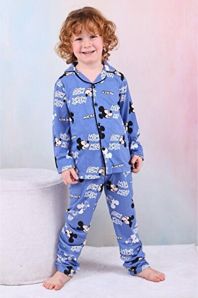ETHEM TEKSTİL ERKEK ÇOCUK ÖNDEN DÜĞMELİ MİCKEY BASKILI TAKIM