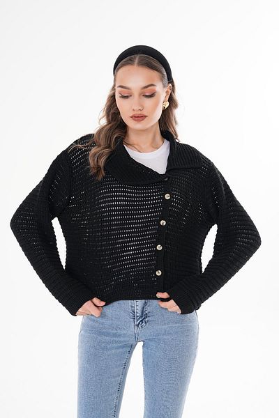 ŞİMAL Women's Collared Side Button Closed Knitwear Knitted Cardigan 250344   -