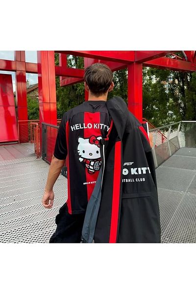 Touz Moda Red Black Striped Kitty Jersey