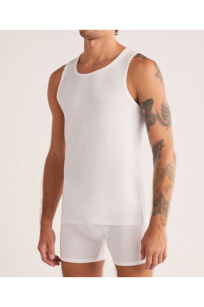 Kom Men's Cross Strap 47% Cotton 47% Modal 4 Pieces Halter Singlet Lk.01.09.Ll.017