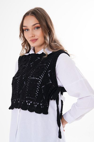 ŞİMAL Women's Patterned Side Tie Detailed Knitwear Knitted Sweater 255222 -