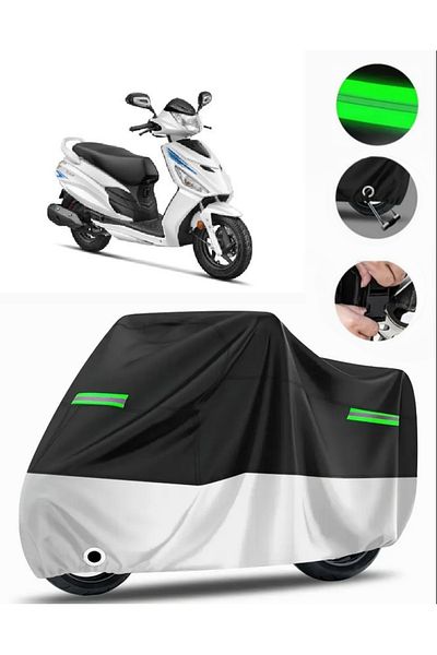 MotoEN حقيبة ظهر Hero Dash 110i متوافقة مع مشمع الدراجات النارية المميز (متوافق مع القفل) أسود-رمادي