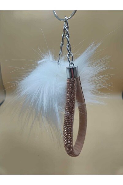 sıcak köşe Breloc cu pene de vulpe alb cu piatră de cămilă