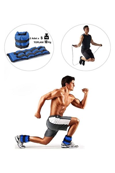 Spor Byfit 5 kg X 2 Pieces Blue Hand or Ankle Weight Jump Rope Gift
