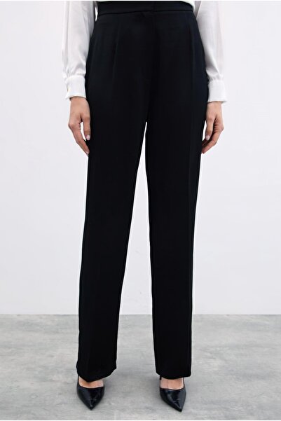 Sateen Κλασικό ίσιο παντελόνι - Μαύρο