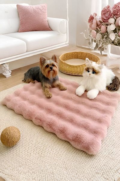 Myevilla Plush Soft Washable Bubble Cat Bed - Dog Bed Cushion Pink
