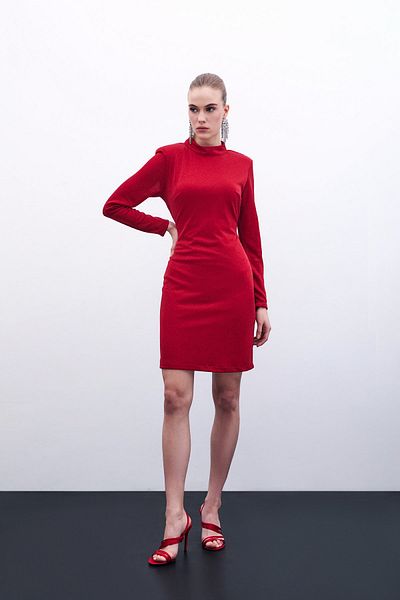 Sateen Rochie scurtă strălucitoare - roșu