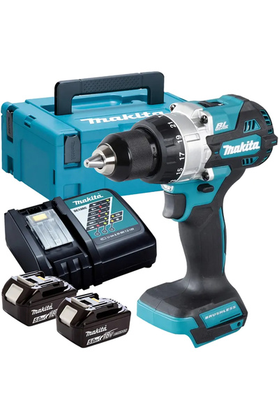 Makita مثقاب مطرقة لاسلكي DHP486RTJ، للصلب/الخشب، 13 مم، 18 فولت، 0 ~ 2100 دو...