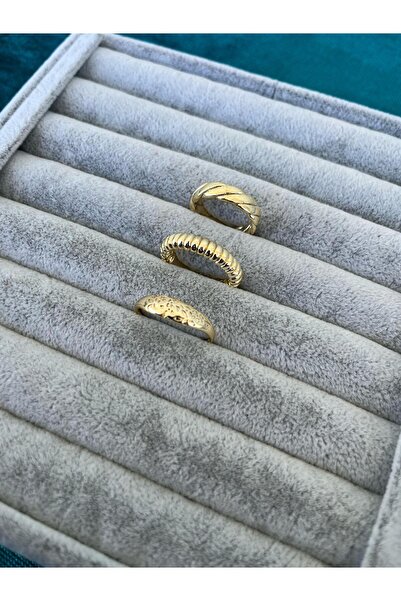 ulaşaksesuar Ayarlanabilir Kadın 3'lü Gold Yüzük Seti