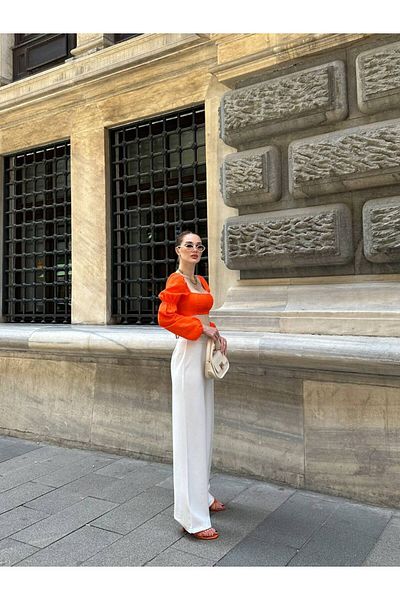 JANSO GROUP -pantaloni largi din țesătură pentru femei