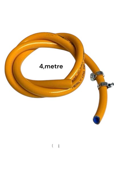 Herly 4,metre tüp gaz hortumu  2 kelepçe üç katlı yanmaya dayanıkı lpg gaz ho...