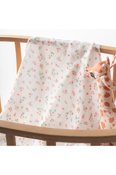 HAFY BABY Müslin Örtü Çıtır Çiçek Desenli 100x110 %100 Pamuk Organik 25BAT06