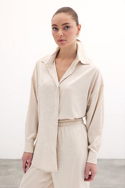 Sateen Cămașă casual cu model zebră - Stone