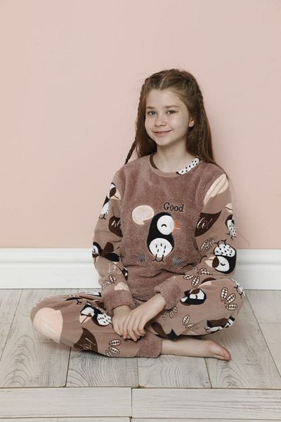 sharin Children's Patterned Winter Fleece Pajamas Set 9c-20238k