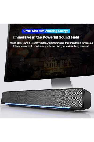 OUNA USB Wired Speaker V-196 for PC — Powerful Stereo with Surround Bass, 3.5mm & USB