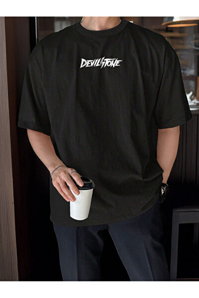 De Carte Ανδρικό εποχιακό μπλουζάκι με στάμπα DevilStone, μεγάλου μεγέθους, μ...