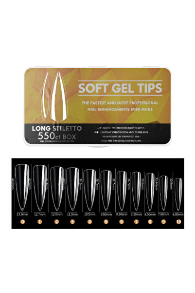Beauty Box 550'li Long Stiletto Soft Gel Tips Profesyonel Nail Art Hızlı Tırn...