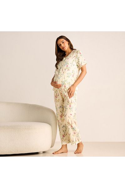 FAV Floral Print Maternity Top and Elasticated Pyjama Set