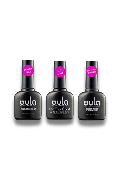 Wula Nailsoul Kalıcı Oje Protez Tırnak Top Coat Rubber Base Coat Primer 3lü Set