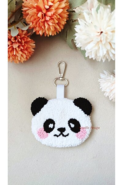 Sewille Design Hand Made Punch İşlemeli Panda Anahtarlık, Çift Taraflı