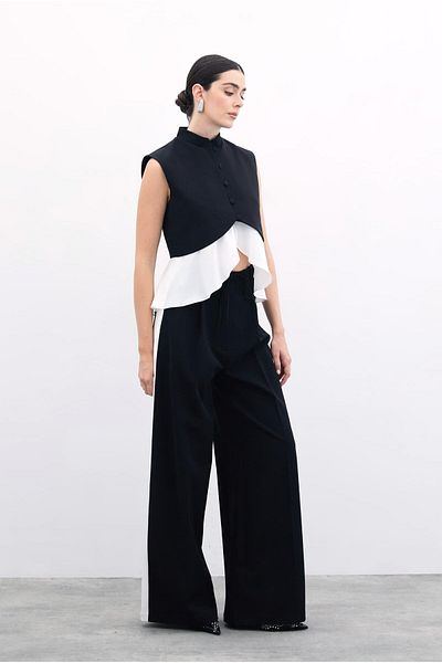 Sateen Pantaloni largi - Contrast negru