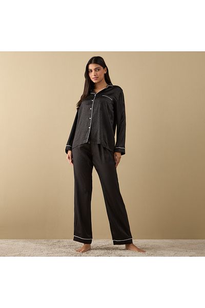 FAV All-Over Animal Print Long Sleeve Shirt and Elastciated Pyjama Set