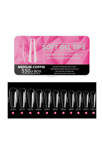 Beauty Box 550'li Medium Coffin Soft Gel Tips Profesyonel Nail Art Hızlı Tırn...