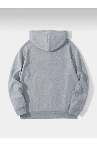 BLYDE LAYY Women's 3 Thread Gray Oversize Hooded Plain Unprinted Sweatshirt