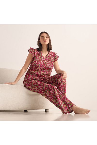 FAV Printed Ruffle Sleeves Top and Pyjama Set