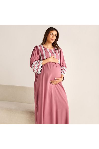 FAV Lace Detail Maternity Night Gown with 3/4 Sleeves