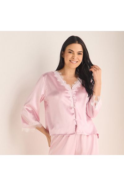 FAV Lace Detailed Shirt and Pyjama Set