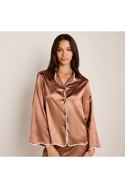 FAV Contrast Piping Detail Shirt and Pyjama Set with Eye Mask