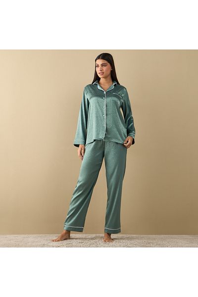 FAV All-Over Animal Print Long Sleeve Shirt and Elastciated Pyjama Set