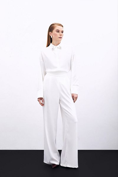Sateen Pocketed Loose Satin Trousers - ECRU