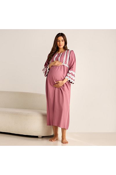 FAV Lace Detail Maternity Night Gown with 3/4 Sleeves