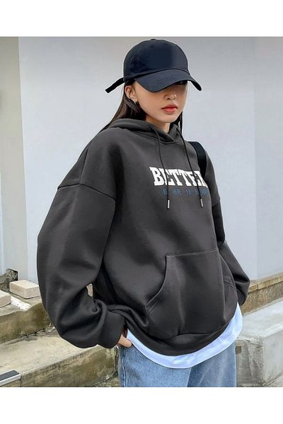 BLYDE LAYY Women's 3 Thread Smoked Better Printed Oversize Sweatshirt