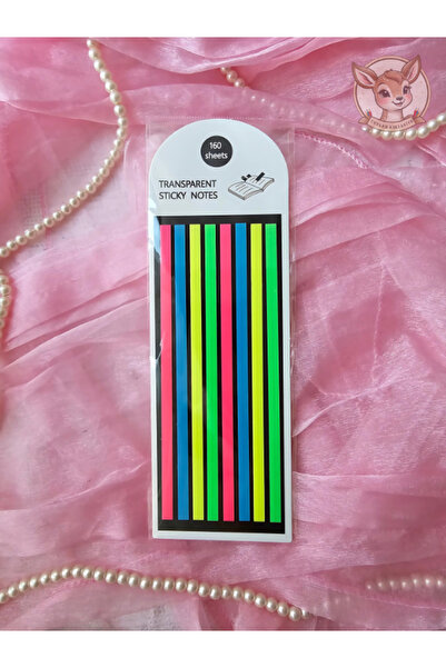 Ceylan Kırtasiye İnce Uzun Şerit Şeffaf Neon Renkli Çubuk Postit Post-it Post It Kitap Ayracı Ayraç Sticker (1 Adet)