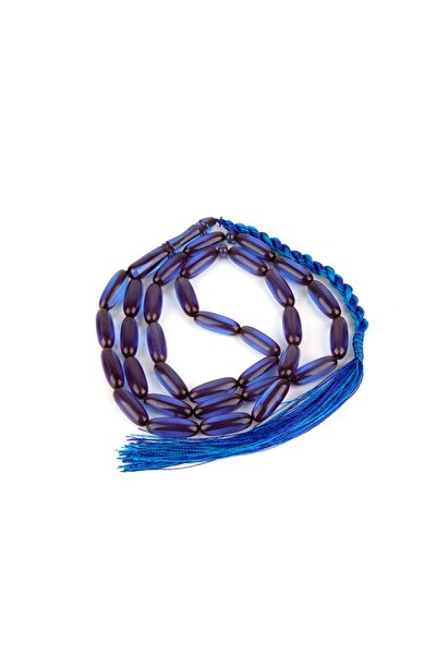 LapisDo البرلمان الشفاف الأزرق النار العنبر طويل الشعير 7x12mm مسبحة