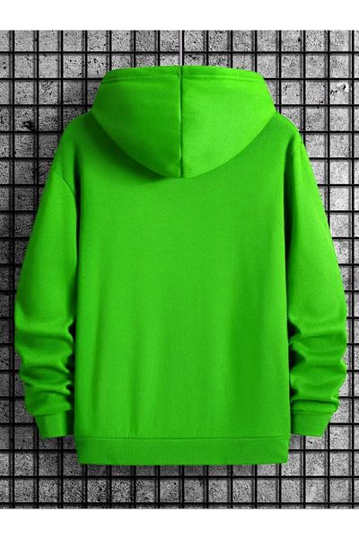 aynewmoda Black Printed Hooded Sweatshirt Hoodie