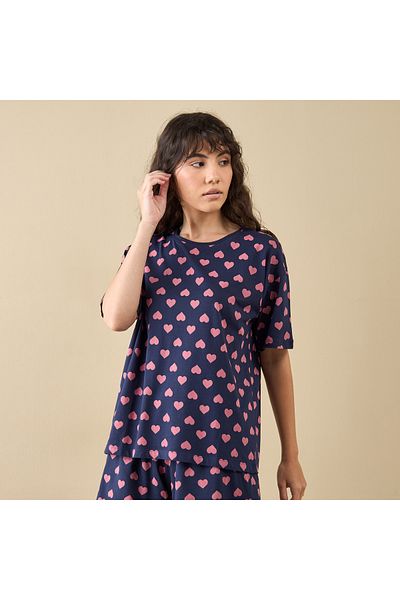 FAV All-Over Heart Print T-shirt and Shorts Set