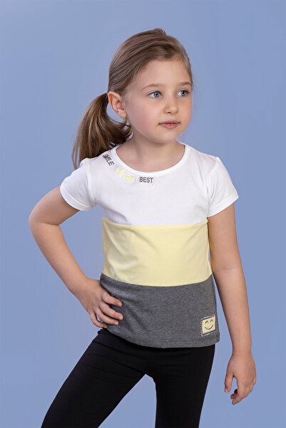 Toontoy Κοριτσίστικο μπλουζάκι συνδυασμός υφασμάτων με λεπτομέρεια κεντήματος